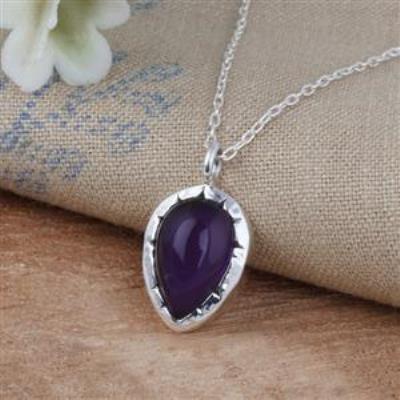 Natural Purple Teardrop Amethyst Minimal 925 Silver Pendant Women Jewelry Supplier | Akrati Jewels Inc